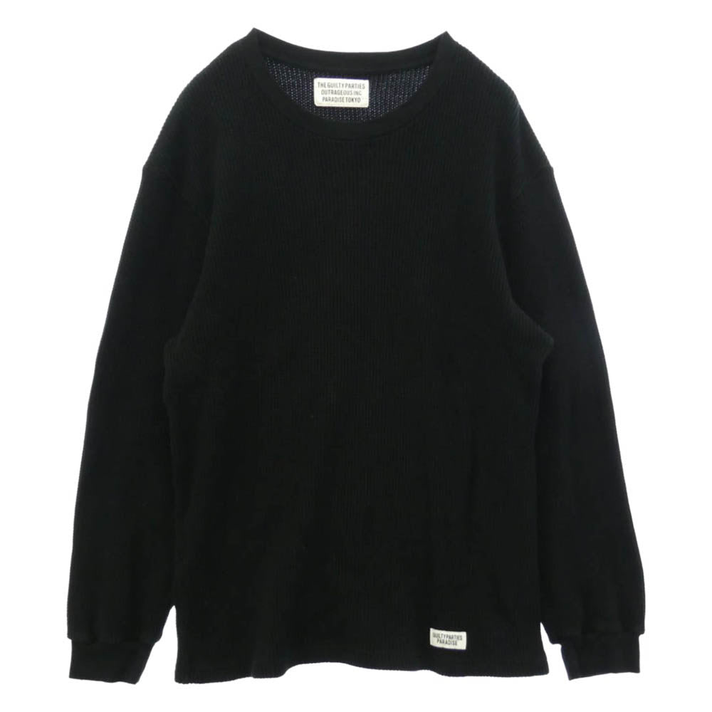 WACKO MARIA ワコマリア THERMAL SHIRT ヘビーウェイト サーマル 長袖 カットソー ブラック系 XL【中古】