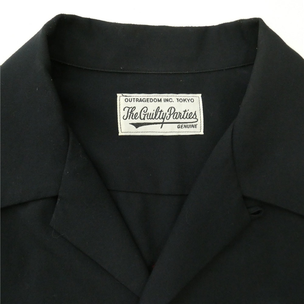 WACKO MARIA ワコマリア 23SS 23SS-WMS-OC16 50'S SHIRT L/S チェーンロゴステッチ バック スカル刺繍 オープンカラー 長袖 シャツ ブラック系 XL【中古】