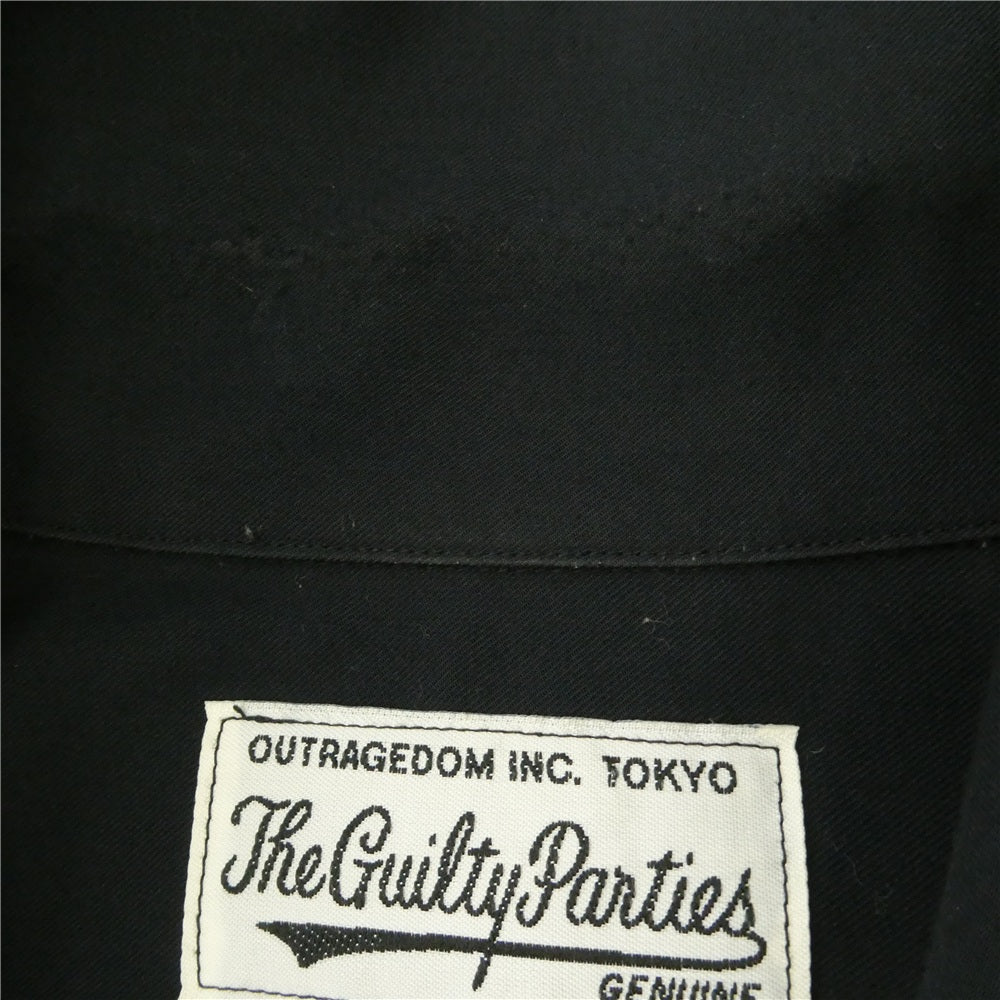 WACKO MARIA ワコマリア 23SS 23SS-WMS-OC16 50'S SHIRT L/S チェーンロゴステッチ バック スカル刺繍 オープンカラー 長袖 シャツ ブラック系 XL【中古】