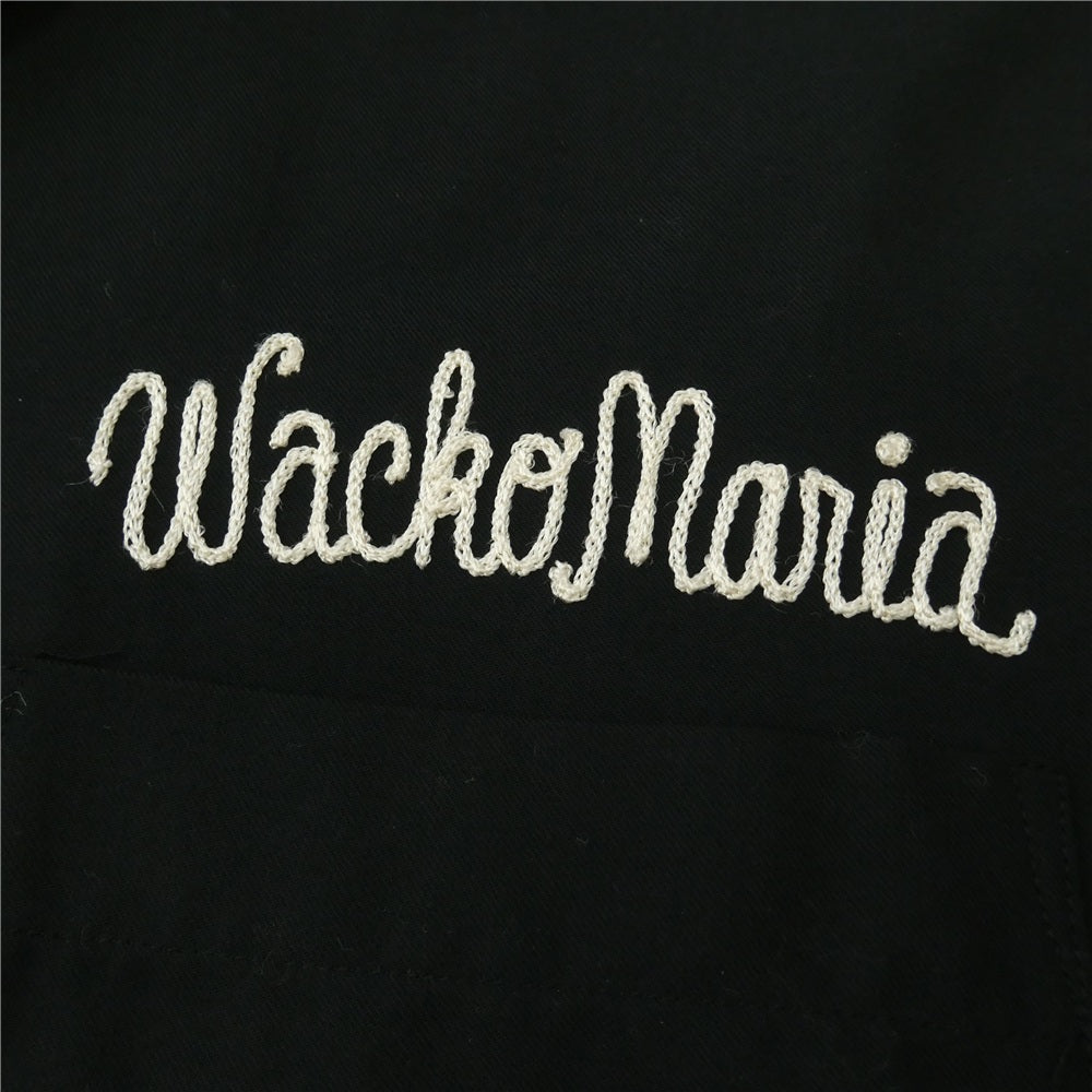 WACKO MARIA ワコマリア 23SS 23SS-WMS-OC16 50'S SHIRT L/S チェーンロゴステッチ バック スカル刺繍 オープンカラー 長袖 シャツ ブラック系 XL【中古】