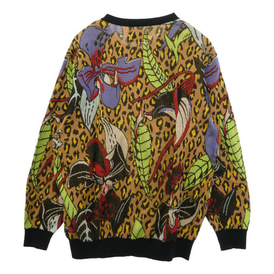 WACKO MARIA ワコマリア 21AW 21FW-WAMA-0024 HIYATSUKAZU KNIT JACQUARD SWEATER 百花図 レオパード ニット ジャカード セーター マルチカラー系 L【中古】
