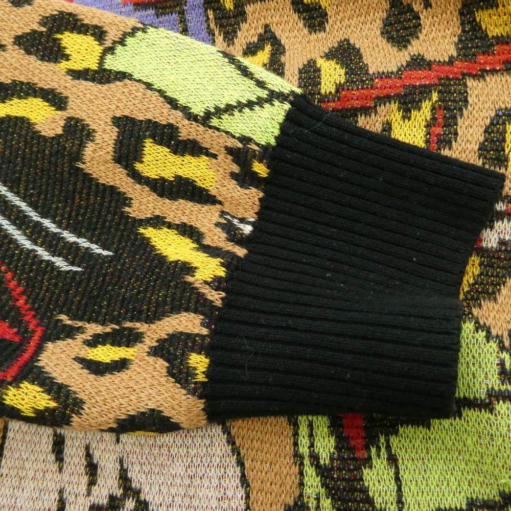 WACKO MARIA ワコマリア 21AW 21FW-WAMA-0024 HIYATSUKAZU KNIT JACQUARD SWEATER 百花図 レオパード ニット ジャカード セーター マルチカラー系 L【中古】