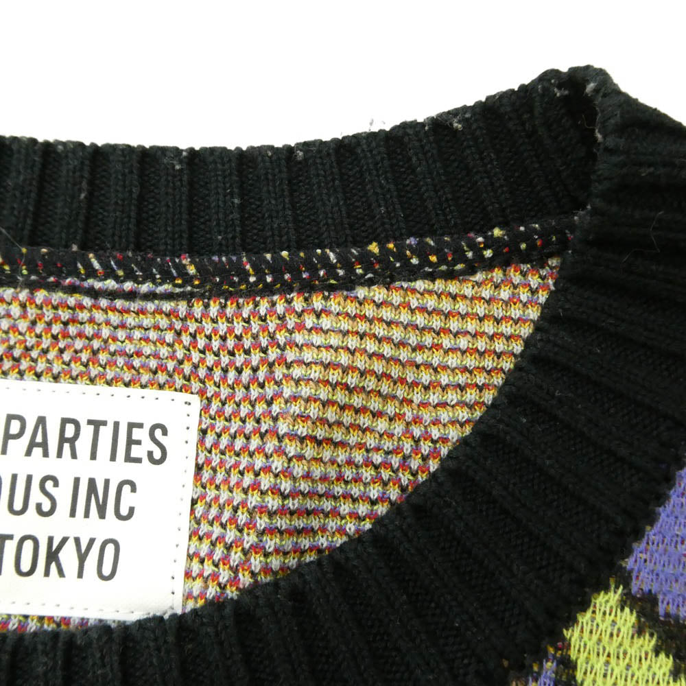 WACKO MARIA ワコマリア 21AW 21FW-WAMA-0024 HIYATSUKAZU KNIT JACQUARD SWEATER 百花図 レオパード ニット ジャカード セーター マルチカラー系 L【中古】