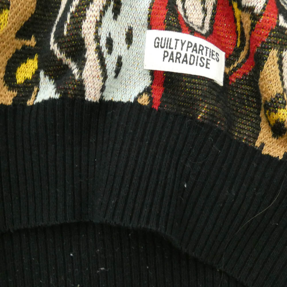 WACKO MARIA ワコマリア 21AW 21FW-WAMA-0024 HIYATSUKAZU KNIT JACQUARD SWEATER 百花図 レオパード ニット ジャカード セーター マルチカラー系 L【中古】