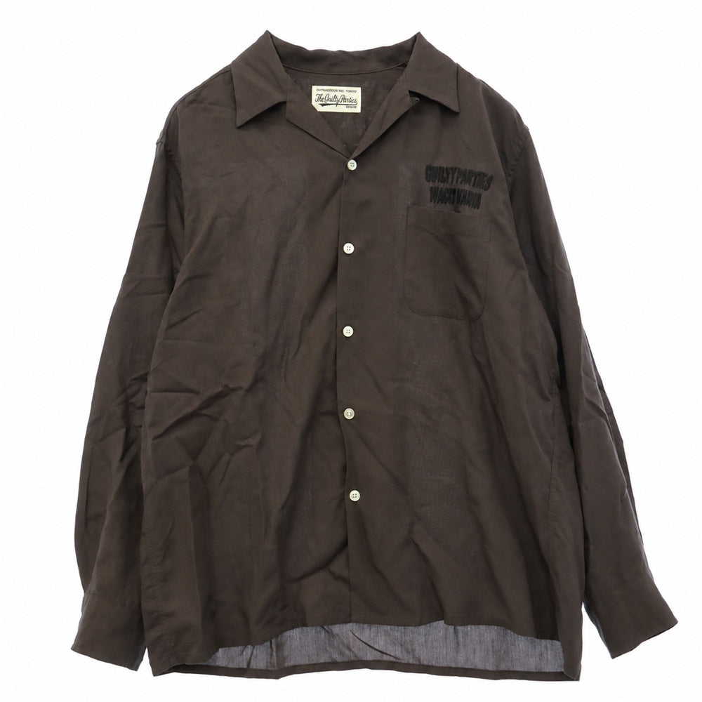 WACKO MARIA ワコマリア 22SS 22SSE-WMS-OC02 50'S SHIRT L/S ロゴ刺繍 オープンカラー 長袖 シャツ ブラウン系 L【中古】