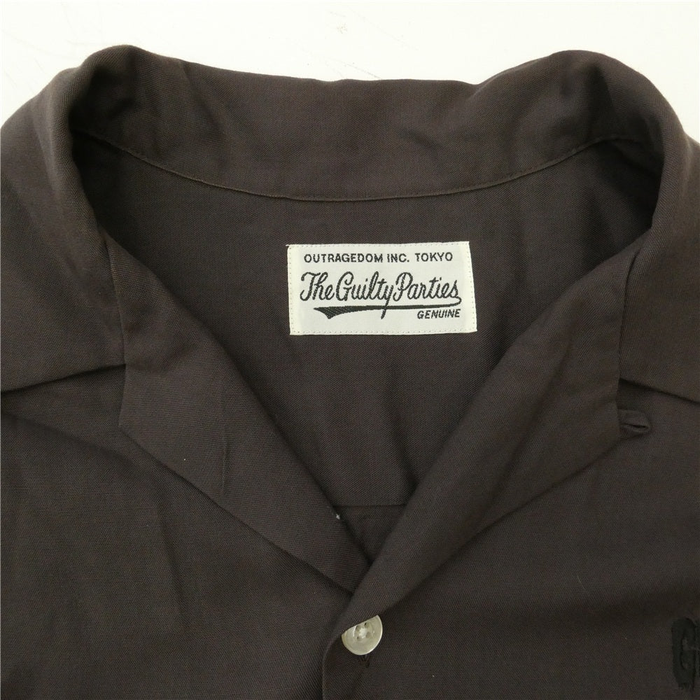 WACKO MARIA ワコマリア 22SS 22SSE-WMS-OC02 50'S SHIRT L/S ロゴ刺繍 オープンカラー 長袖 シャツ ブラウン系 L【中古】