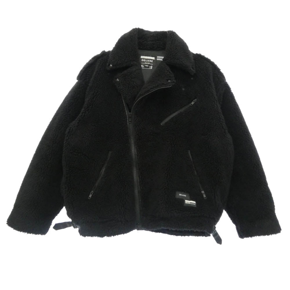 NEIGHBORHOOD ネイバーフッド DELUXE デラックス 23AW 23ADNH5000 × DELUXE デラックス BOA FLEECE RIDERS JACKET ボア フリース ダブル ライダース ジャケット ブラック系 L【中古】