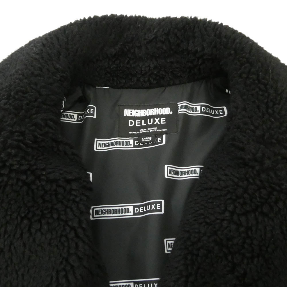 NEIGHBORHOOD ネイバーフッド DELUXE デラックス 23AW 23ADNH5000 × DELUXE デラックス BOA FLEECE RIDERS JACKET ボア フリース ダブル ライダース ジャケット ブラック系 L【中古】