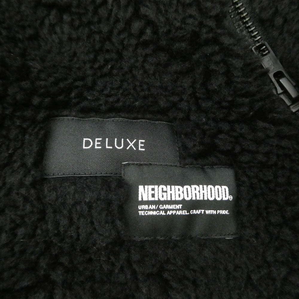 NEIGHBORHOOD ネイバーフッド DELUXE デラックス 23AW 23ADNH5000 × DELUXE デラックス BOA FLEECE RIDERS JACKET ボア フリース ダブル ライダース ジャケット ブラック系 L【中古】