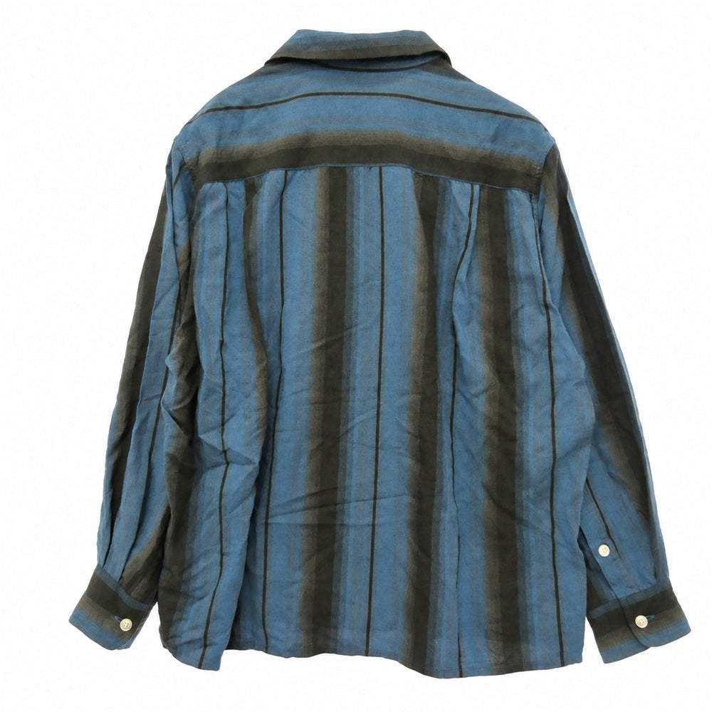 WACKO MARIA ワコマリア 26SS 26SS-WMS-OC13 OMBRE STRIPED OPEN COLLAR SHIRT L/S オンブレ ストライプ オープンカラー レーヨン 長袖 シャツ ブルー系 L【中古】