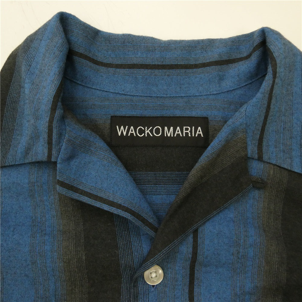 WACKO MARIA ワコマリア 26SS 26SS-WMS-OC13 OMBRE STRIPED OPEN COLLAR SHIRT L/S オンブレ ストライプ オープンカラー レーヨン 長袖 シャツ ブルー系 L【中古】