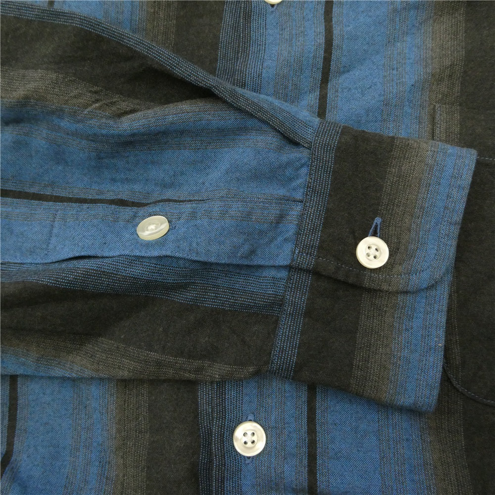 WACKO MARIA ワコマリア 26SS 26SS-WMS-OC13 OMBRE STRIPED OPEN COLLAR SHIRT L/S オンブレ ストライプ オープンカラー レーヨン 長袖 シャツ ブルー系 L【中古】