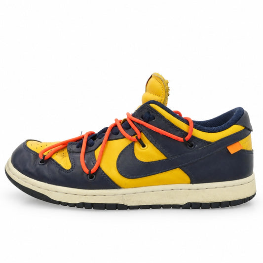 NIKE ナイキ OFF-WHITE オフホワイト CT0856-700 × Off-White Dunk Low LTHR University Gold/Midnight Navy/White オフホワイト ダンク ロー ユニバーシティゴールド/ミッドナイトネイビー/ホワイト ローカット スニーカー イエロー系 ダークネイビー系 26.5cm【中古】