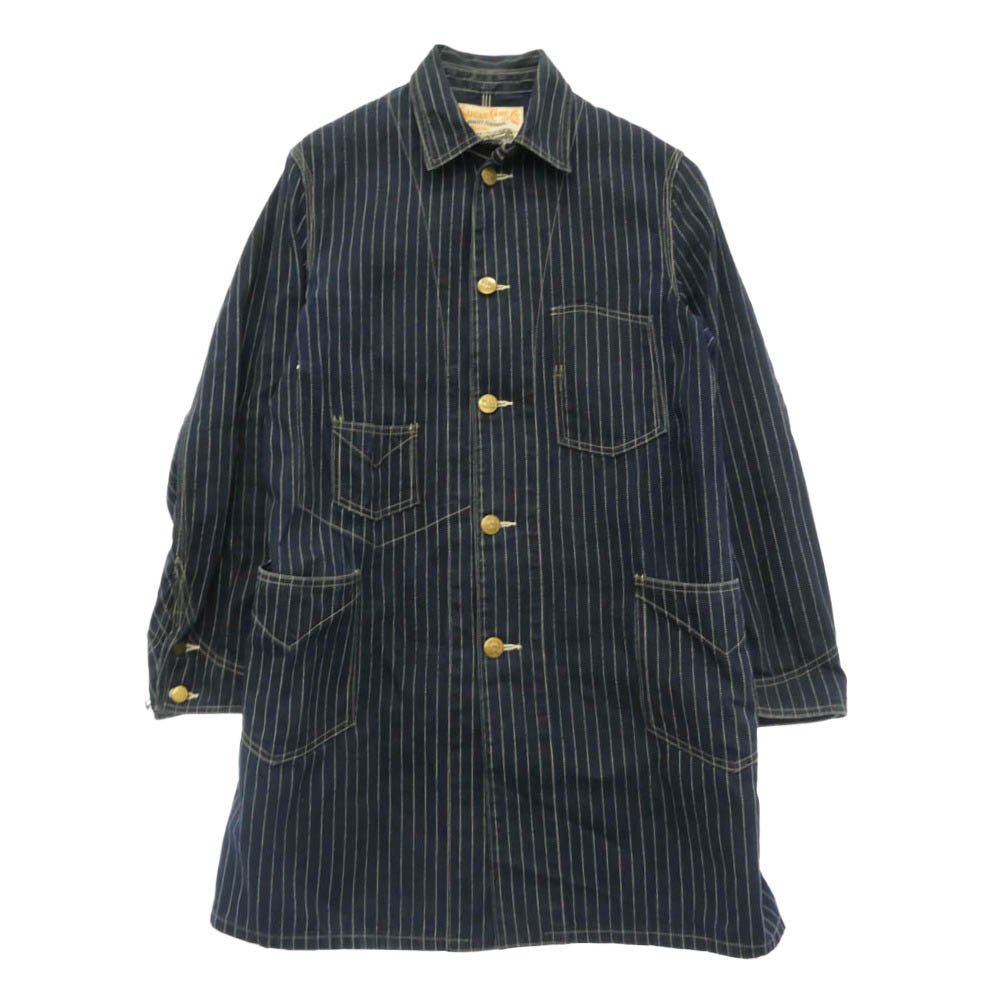 SUGAR CANE シュガーケーン SC12908 WABASH STRIPE RAILRORD COAT 9oz ウォバッシュ ストライプ レイルロード コート ワークジャケット インディゴブルー系 38【中古】