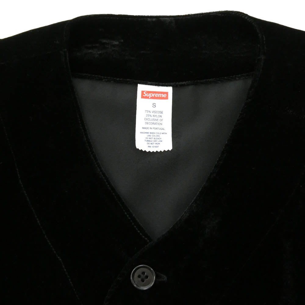 Supreme シュプリーム 25SS Velvet Baseball Jersey ベルベット ベースボール アーチロゴ ジャージ 半袖 シャツ ブラック系 S【中古】