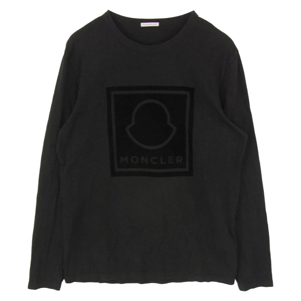 MONCLER モンクレール G20918D00002 MAGLIA T-SHIRT マグリア ベロア プリント 長袖 カットソー Tシャツ ブラック系 L【中古】