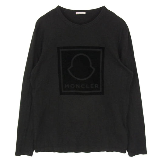 MONCLER モンクレール G20918D00002 MAGLIA T-SHIRT マグリア ベロア プリント 長袖 カットソー Tシャツ ブラック系 L【中古】