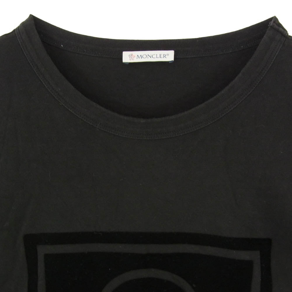 MONCLER モンクレール G20918D00002 MAGLIA T-SHIRT マグリア ベロア プリント 長袖 カットソー Tシャツ ブラック系 L【中古】