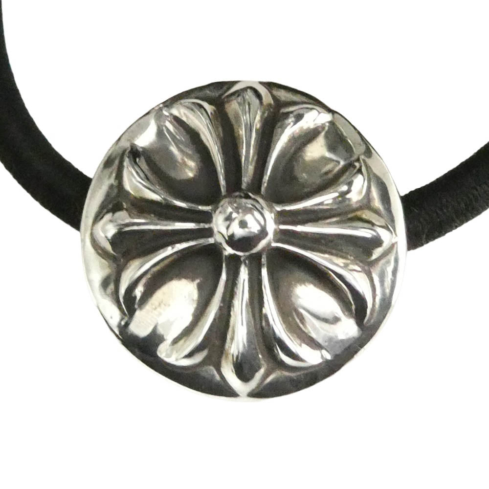 CHROME HEARTS クロムハーツ（原本無） ユナイテッドアローズ購入レシート付属 HAIRBAND クロスボールボタン ヘアゴム コンチョ シルバー系 ブラック系【美品】【中古】