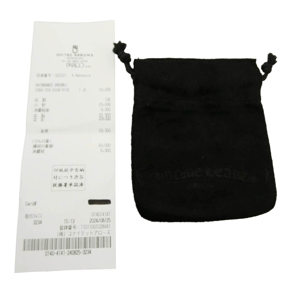 CHROME HEARTS クロムハーツ（原本無） ユナイテッドアローズ購入レシート付属 HAIRBAND クロスボールボタン ヘアゴム コンチョ シルバー系 ブラック系【美品】【中古】