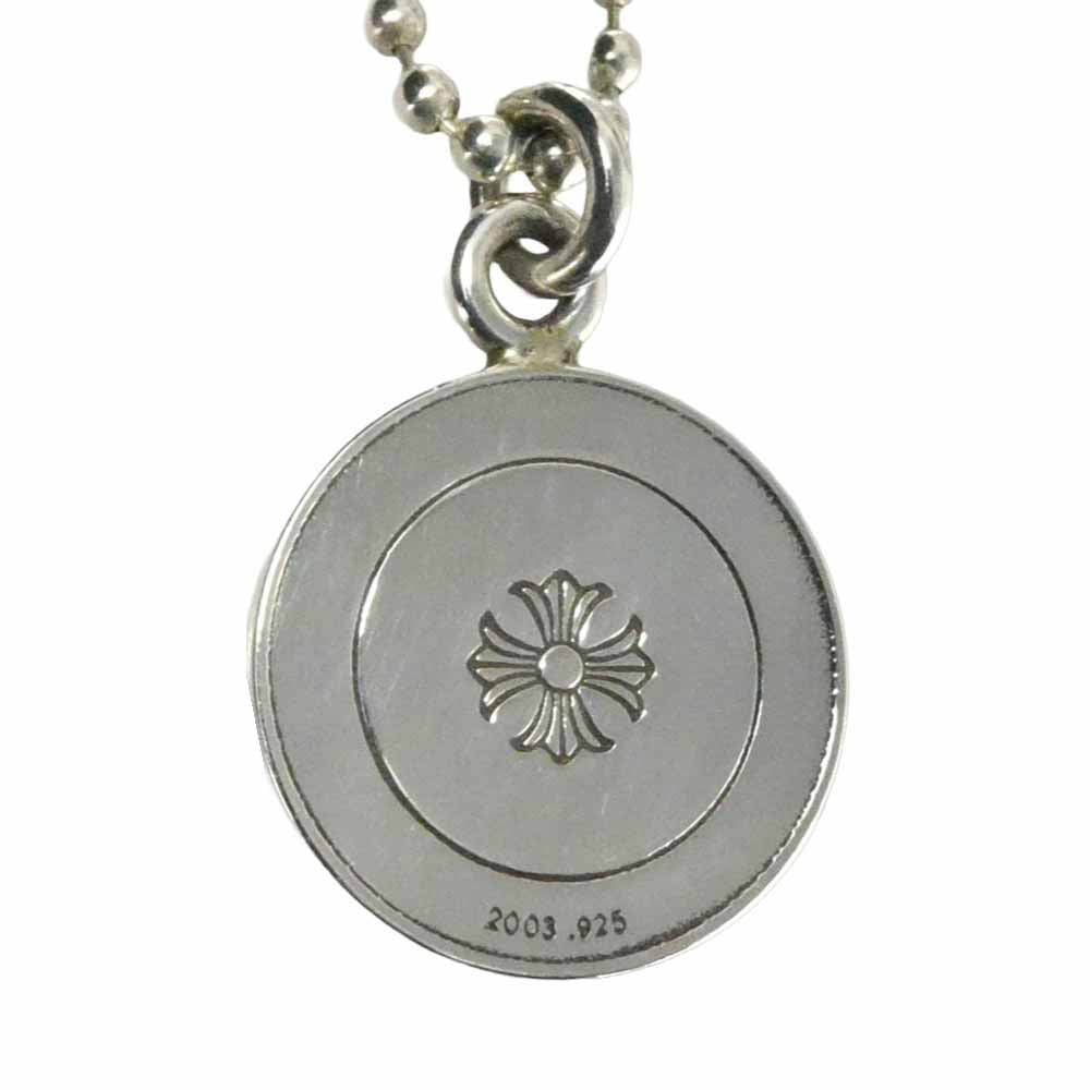 CHROME HEARTS クロムハーツ（原本無） 2025年直営店購入レシート付属 CHRM ANGL MDL V2 エンジェルメダル チャーム ペンダントトップ + ボールチェーン30inch ネックレス シルバー系【中古】