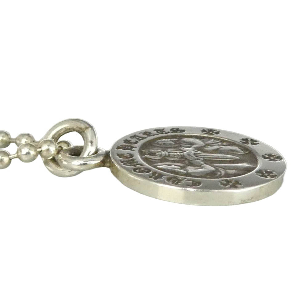 CHROME HEARTS クロムハーツ（原本無） 2025年直営店購入レシート付属 CHRM ANGL MDL V2 エンジェルメダル チャーム ペンダントトップ + ボールチェーン30inch ネックレス シルバー系【中古】