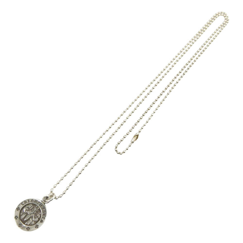 CHROME HEARTS クロムハーツ（原本無） 2025年直営店購入レシート付属 CHRM ANGL MDL V2 エンジェルメダル チャーム ペンダントトップ + ボールチェーン30inch ネックレス シルバー系【中古】