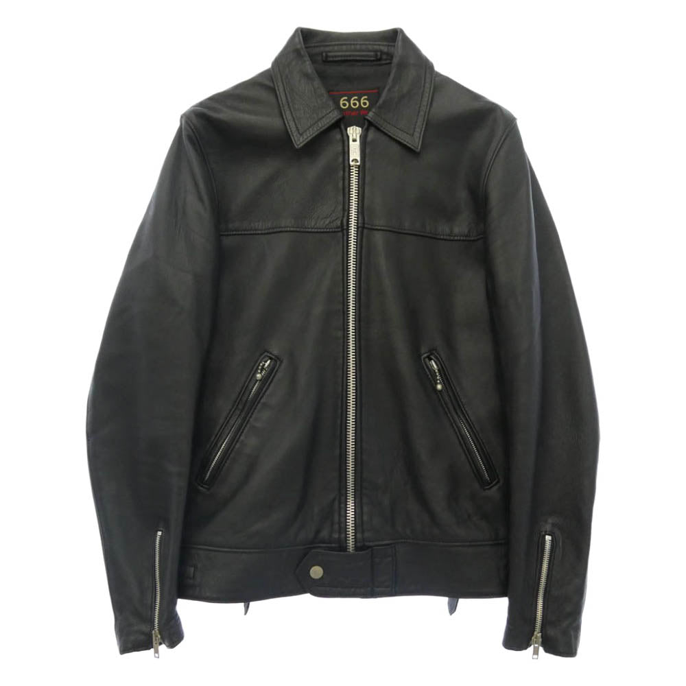 トリプルシックス イギリス製 レザー センタージップ シングル ジャケット ブラック ブラック系 34【中古】