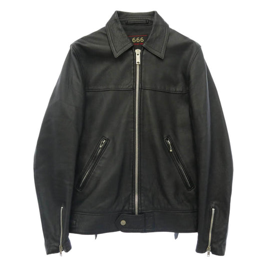 トリプルシックス イギリス製 レザー センタージップ シングル ジャケット ブラック ブラック系 34【中古】