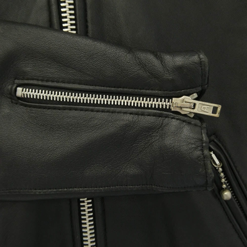 トリプルシックス イギリス製 レザー センタージップ シングル ジャケット ブラック ブラック系 34【中古】