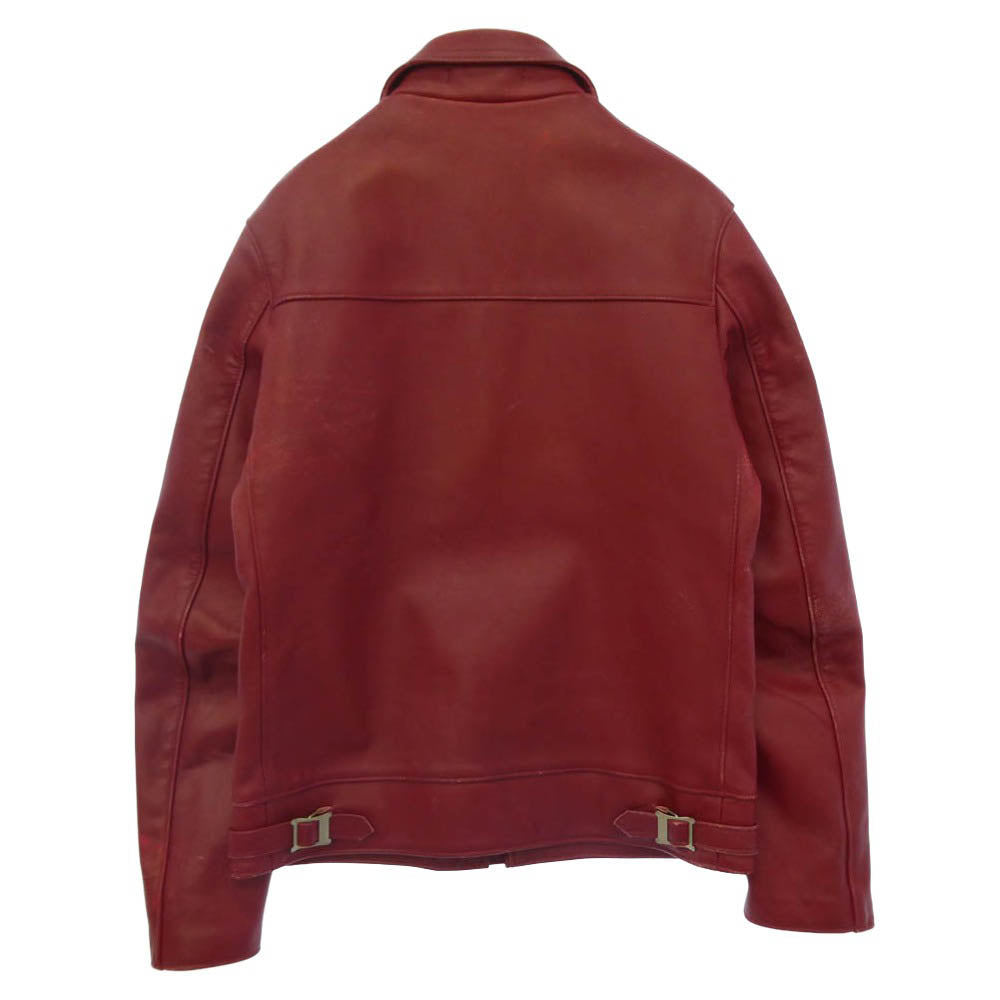 トリプルシックス STEER HIDE イギリス製 ステアハイド レザー シングル ライダース センタージップ ジャケット ボルドー レッド系 36【中古】