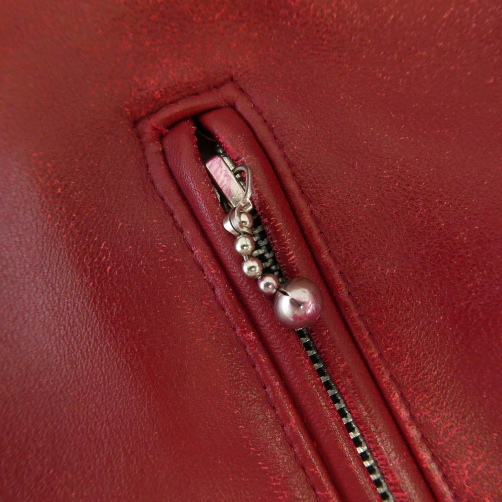 トリプルシックス STEER HIDE イギリス製 ステアハイド レザー シングル ライダース センタージップ ジャケット ボルドー レッド系 36【中古】