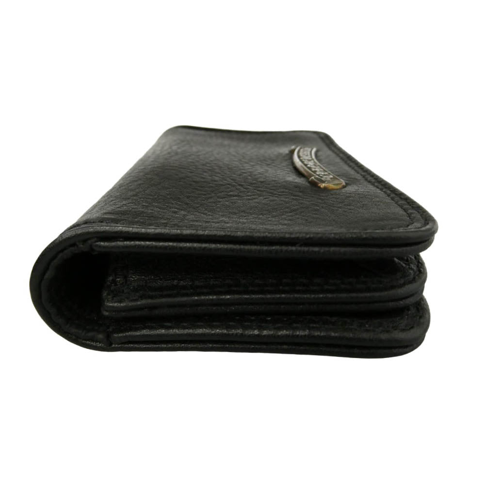 CHROME HEARTS クロムハーツ（原本無） CARD CASE スクロールラベル グロメット付き レザー カードケース ブラック系【美品】【中古】