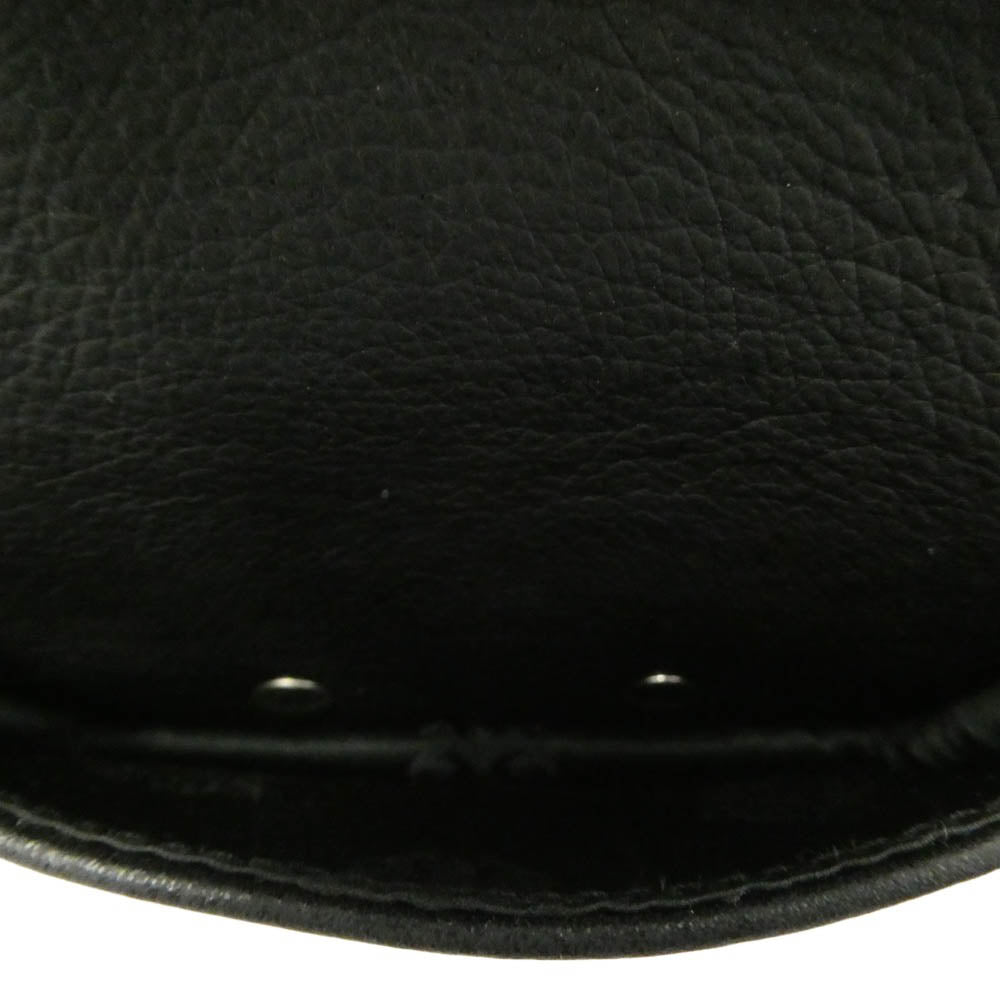 CHROME HEARTS クロムハーツ（原本無） CARD CASE スクロールラベル グロメット付き レザー カードケース ブラック系【美品】【中古】