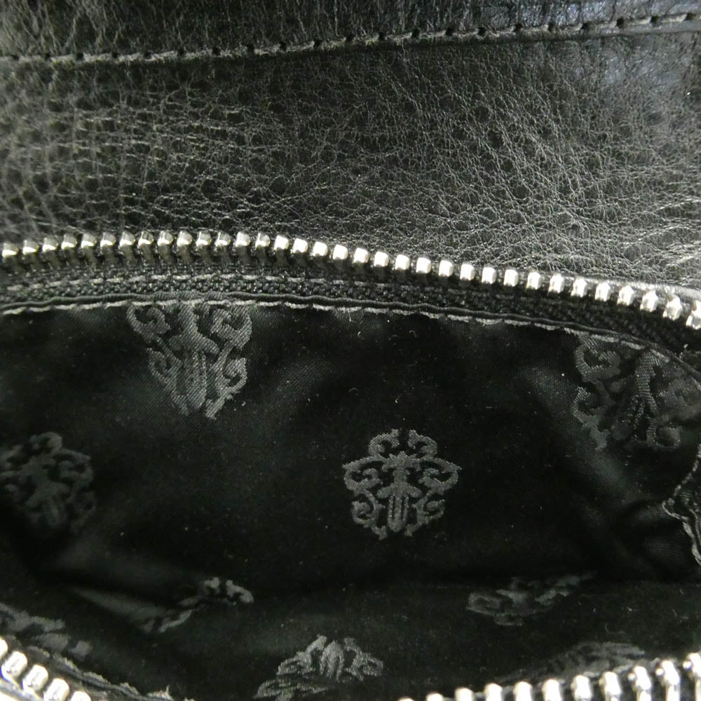 CHROME HEARTS クロムハーツ（原本無） JOEY ジョーイ スクロールラベル レザー ウォレット 財布 ブラック系 シルバー系【美品】【中古】