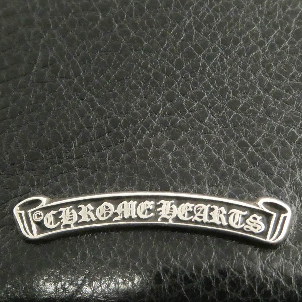 CHROME HEARTS クロムハーツ（原本無） JOEY ジョーイ スクロールラベル レザー ウォレット 財布 ブラック系 シルバー系【美品】【中古】