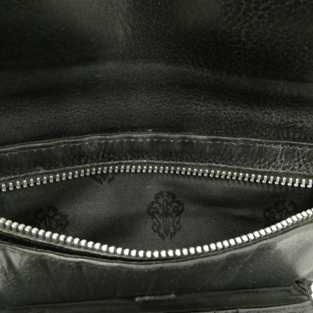 CHROME HEARTS クロムハーツ（原本有） WAVE CROSS BALL ウェーブ クロスボールボタン レザー ウォレット 財布 ブラック系【中古】