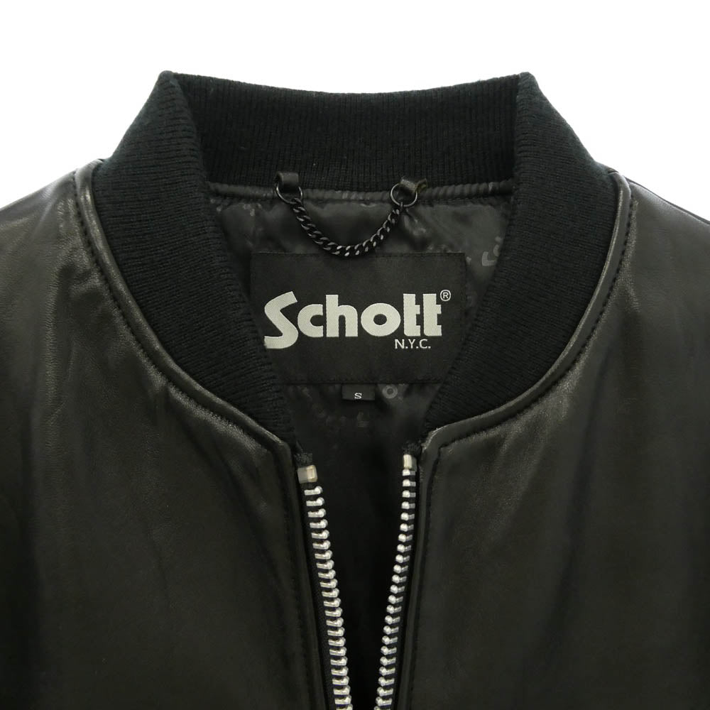 schott ショット BOWERY JACKET バワリー ジャケット レザー ブルゾン ブラック系 S【中古】