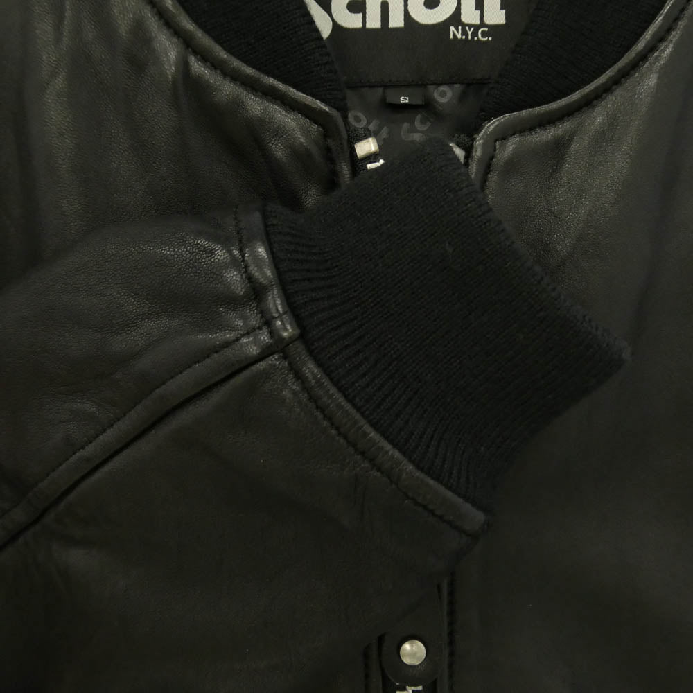 schott ショット BOWERY JACKET バワリー ジャケット レザー ブルゾン ブラック系 S【中古】