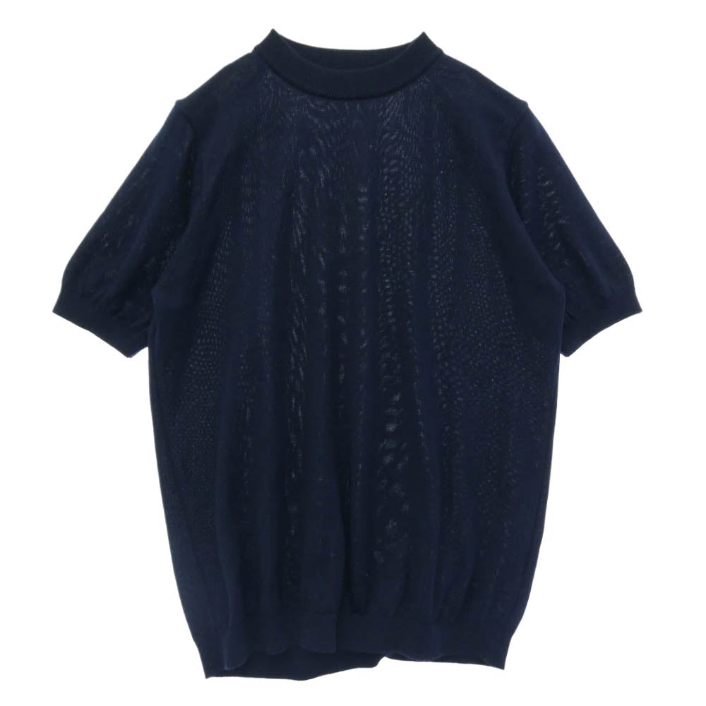 リナシェンテ サマーニット クルーネック 半袖 Tシャツ ネイビー系 50【中古】