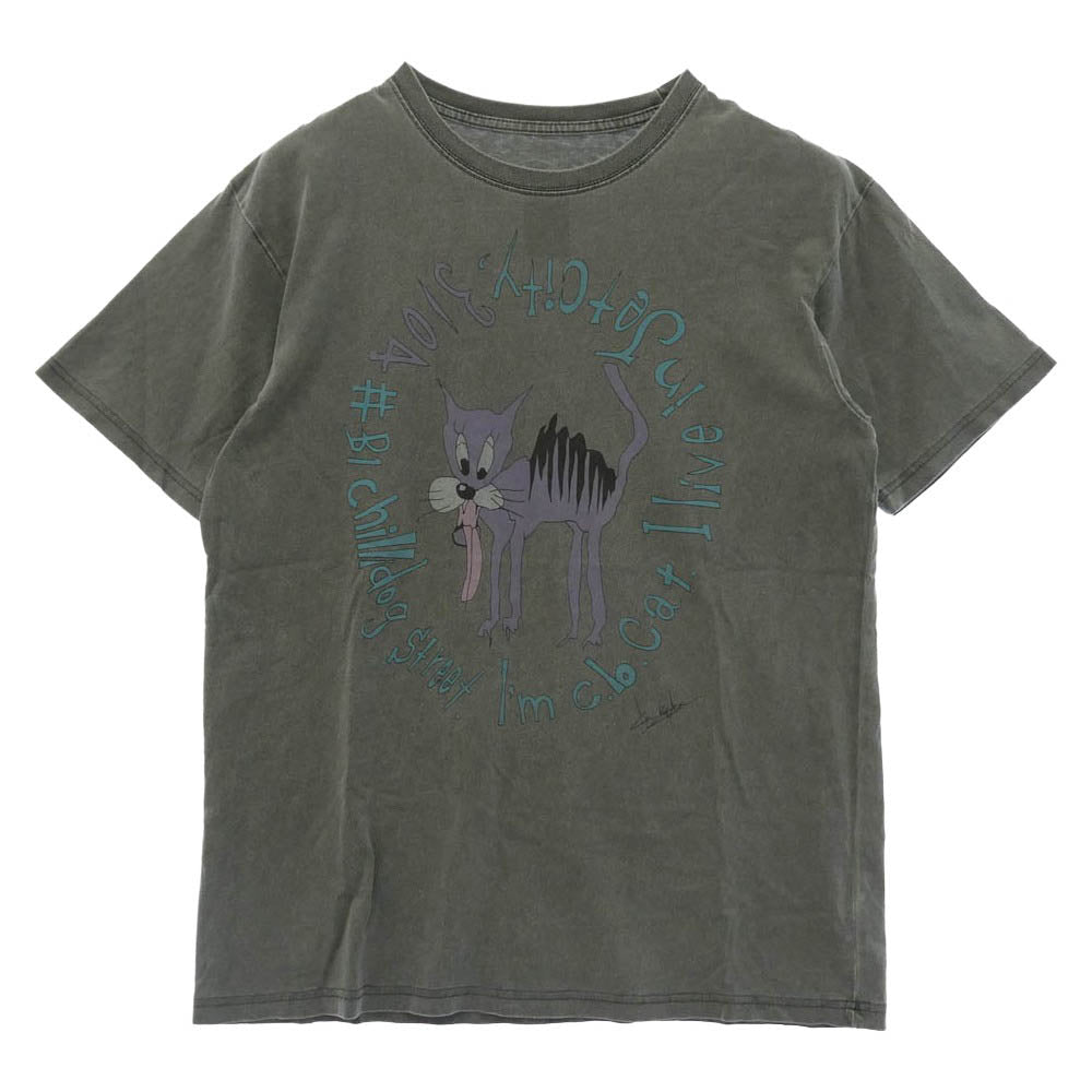 古着 BLANKEY JET CITY #3104 ブランキージェットシティ 猫 プリント 半袖 Tシャツ グレー系 M【中古】