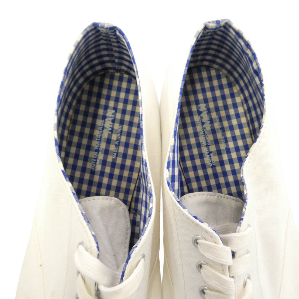 JUNYA WATANABE COMME des GARCONS MAN ジュンヤワタナベコムデギャルソンマン ギンガムチェック キャンバス ローカット スニーカー ホワイト系 L【中古】