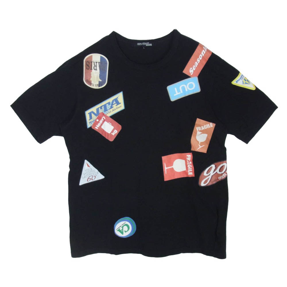 JUNYA WATANABE COMME des GARCONS MAN ジュンヤワタナベコムデギャルソンマン 09SS WC-T033 パッチワーク プリント 半袖 Tシャツ ブラック系 L【中古】