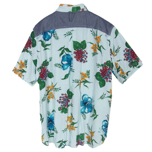 JUNYA WATANABE COMME des GARCONS MAN ジュンヤワタナベコムデギャルソンマン 14SS WM-B021 AD2013 レーヨン リネン ボタニカル柄 半袖 アロハ シャツ ライトブルー系 L【中古】