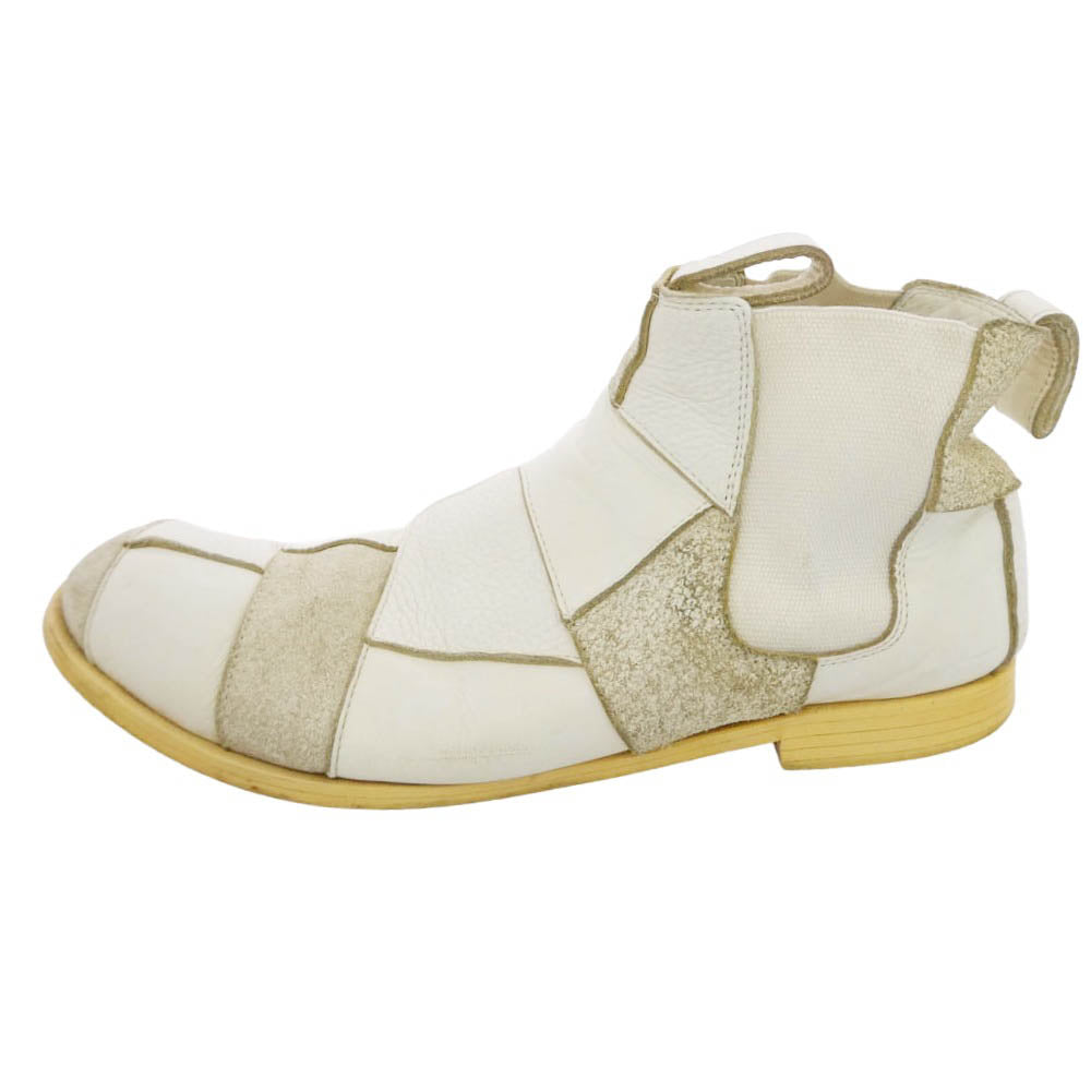 COMME des GARCONS HOMME PLUS コムデギャルソンオムプリュス 13aw サイドゴア レザー パッチワーク ブーツ ホワイト系 27cm【中古】