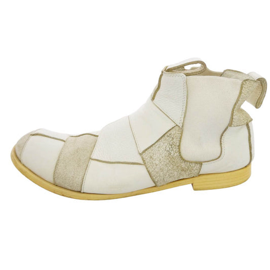 COMME des GARCONS HOMME PLUS コムデギャルソンオムプリュス 13aw サイドゴア レザー パッチワーク ブーツ ホワイト系 27cm【中古】
