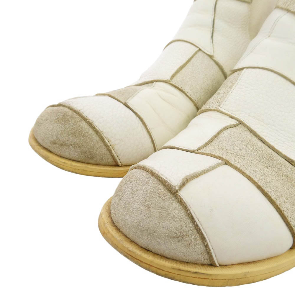 COMME des GARCONS HOMME PLUS コムデギャルソンオムプリュス 13aw サイドゴア レザー パッチワーク ブーツ ホワイト系 27cm【中古】