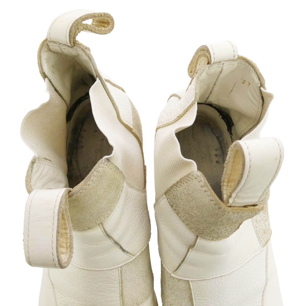 COMME des GARCONS HOMME PLUS コムデギャルソンオムプリュス 13aw サイドゴア レザー パッチワーク ブーツ ホワイト系 27cm【中古】
