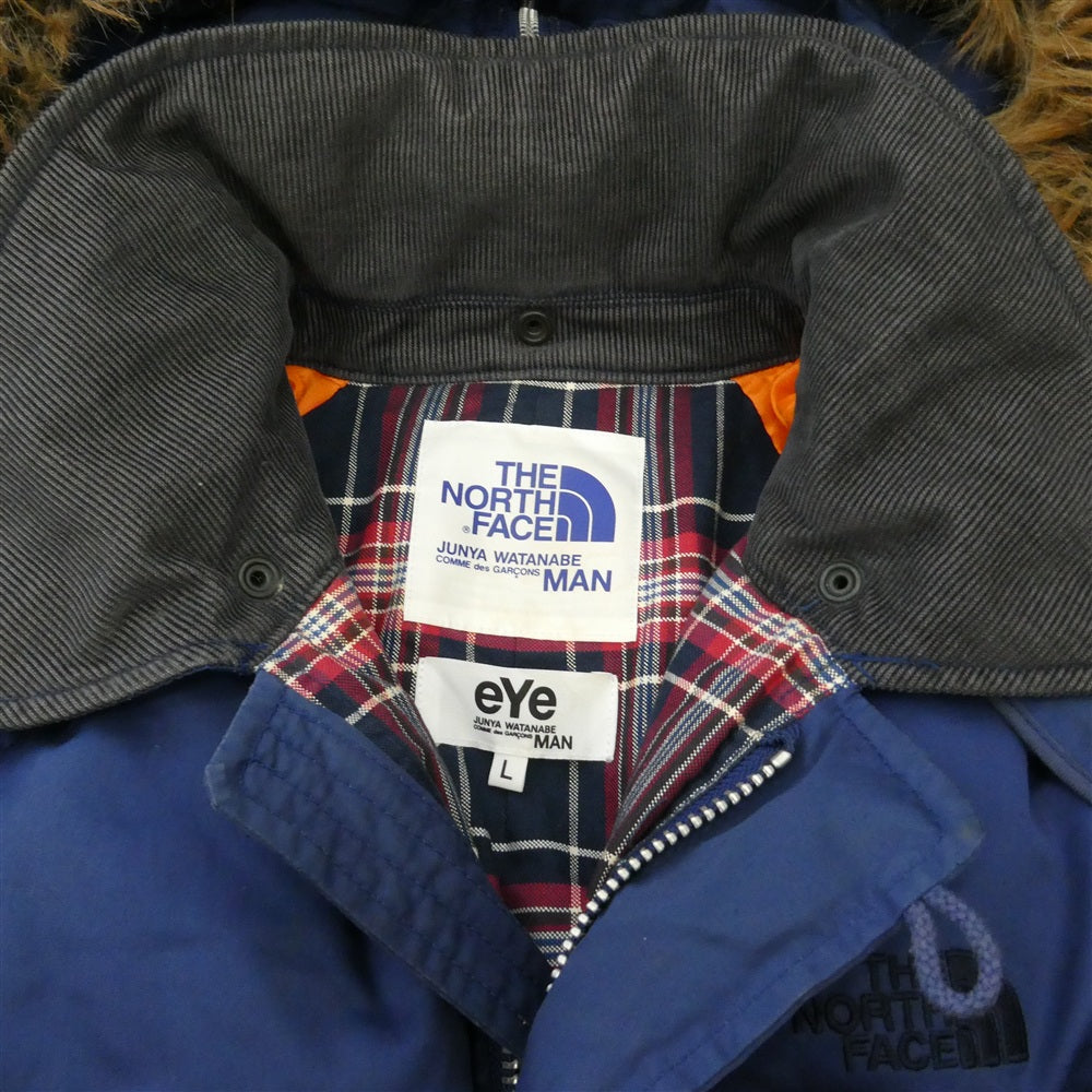 JUNYA WATANABE COMME des GARCONS MAN ジュンヤワタナベコムデギャルソンマン THE NORTH FACE ノースフェイス 11AW WH-J913 eYe アイ × THE NORTH FACE ノースフェイス 綿クロス N-3B ダウン ジャケット ネイビー系 L【中古】