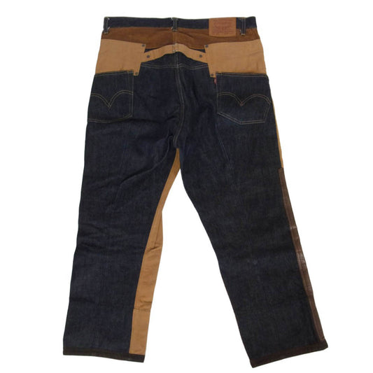 JUNYA WATANABE COMME des GARCONS MAN ジュンヤワタナベコムデギャルソンマン Levi's リーバイス WD-P201 × Levi's リーバイス AD2009 503 コーデュロイ レザー 切替 再構築 デニム ワーク パンツ ブラウン系 L【中古】